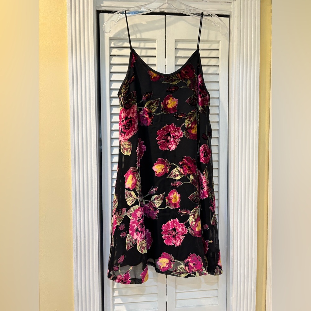 Miami Black and Pink Floral Mini Dress